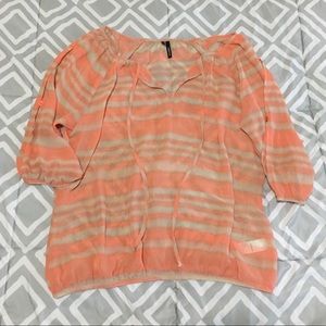Maurice’s sheer coral & taupe top